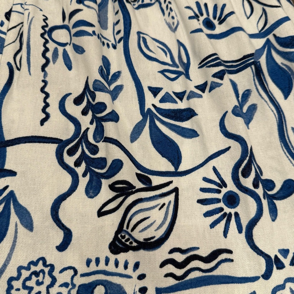CeCe Linen Blend Tiered Dress Coastal Print Seashells Sun Starfish NWT Small - Picture 8 of 10